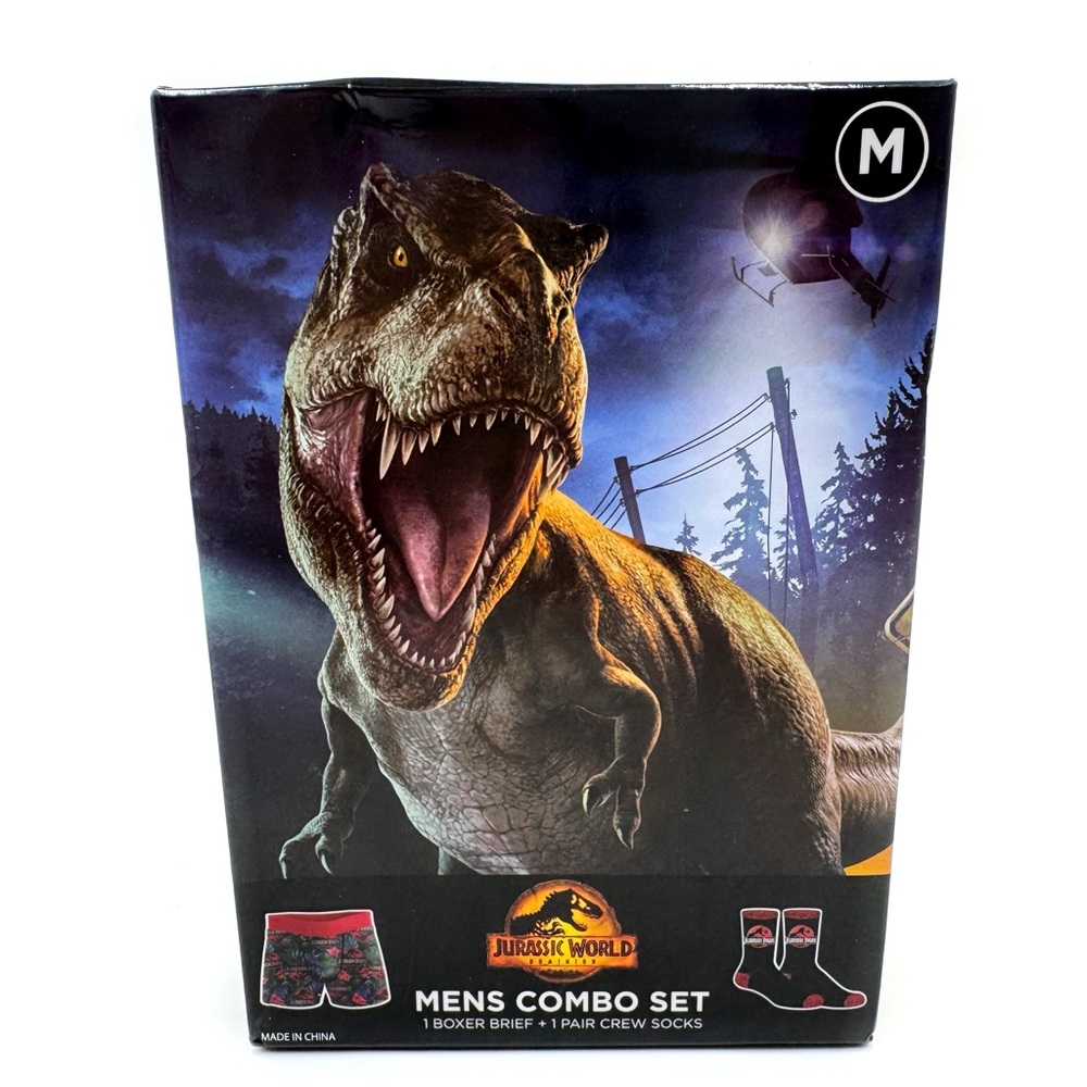 Jurassic World Park Boxer Briefs and Socks Gift Set Mens Medium Movie Fun Gift